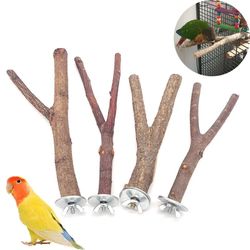 Wooden Perch Stand Rack for Pet Parrot, Hamster, Squirrel - Chew Toys & Accessories