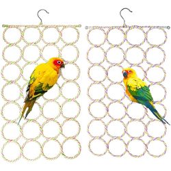 Bird Climbing Net Parrot Swing Toys & Hooks for Cockatoos, Parakeets, Lovebirds