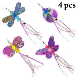 Replacement Refill Attachment Plush Tassel Cat Toys - 4PCS Cat Teaser Wand Funny Butterfly Stick