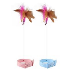 Engaging Cat Toys: Feather Teaser Stick with Bell and Collar for Interactive Kitten Play and Training