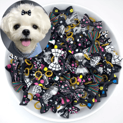 Cute Yorkie Pet Bows: Small Dog Grooming Accessories with Rubber Bands