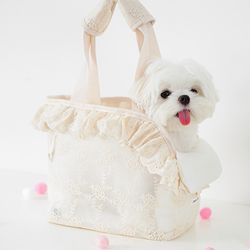 Cute Chihuahua Handheld Puppy Carrier Bag - Lace Shoulder Pet Accessory