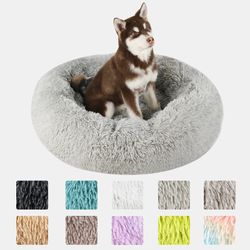 Plush Donut Dog Beds: Large Round Basket for Medium & Small Pets