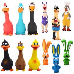 Pets Dog Toys: Squeaking Chicken & Rubber Duck Chew Toy for Training