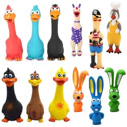 pets dog toys: squeaking chicken & rubber duck chew toy for training