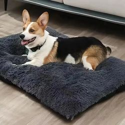 Plush Washable Large Dog Bed: Anti-Anxiety, Warm Cushion Mat