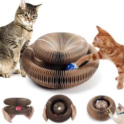 round corrugated cat scratcher: magic organ cat toy for grinding claw