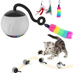interactive cat toys for indoor cats: automatic led ball - quiet & smart