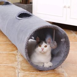 collapsible cat tunnel: fun tube for large pets - toys & peep hole included