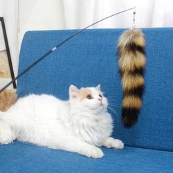 funny cat plush tail teaser wand toy - interactive pet supplies