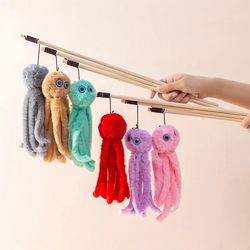 interactive funny cat stick octopus plush toy - teaser kitten rod for pet play