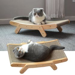 Wooden Cat Scratcher: Lounge Bed, Scratching Post & Toy