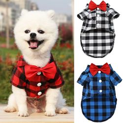 Pet Clothes: Plaid Striped Shirt Suit & Wedding Dress for Dogs