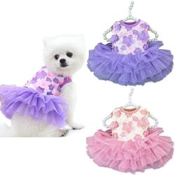 Lace Chiffon Dress: Small Dog Flowers Fashion - Party & Birthday Costume for Summer Events