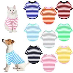 summer dog striped t-shirt: breathable pet apparel for small-medium dogs