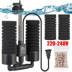 3-IN-1 Electric Power Filter Biochemical Sponge Silence Submersible Fish Tank Filter & Media Balls