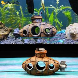 Resin Submarine Ornaments: Fish & Shrimp Shelter for Aquarium Decor