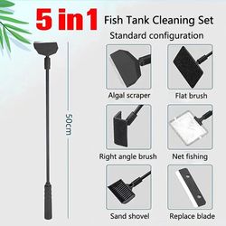 Aquarium Cleaning Tools Kit: Algae Cleaner Set, Tank Net, Scraper, Sponge