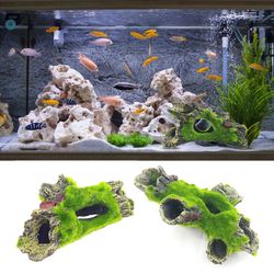 Aquarium Decoration: Moss Tree House Resin Cave for Fish & Shrimp Hiding