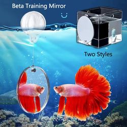 Acrylic Aquarium Betta Mirror: Floating Round Tank for Fish Training
