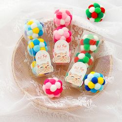 diy plush ball cat toy: rainbow bell pet supplies for interactive fun
