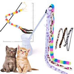 colorful caterpillar feather teaser wand: interactive cat toy & supplies