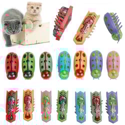interactive electric bug cat toy: battery operated beetle escape game with automatic flipping and vibrations