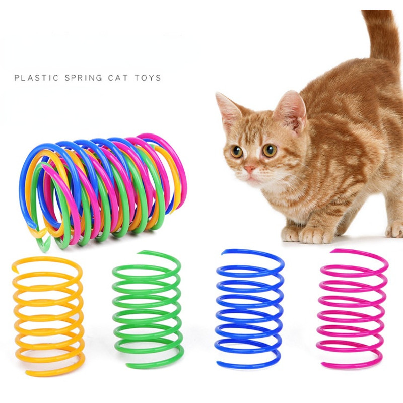 rPFxKittenCoilSpiralSpringsCatToysInteractiveGaugeCatSpringToyColorfulSpringsCatPetTo