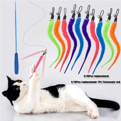plush cat toy accessories: funny replacement worm heads for cat stick pet toys - 5/10/6/11 pcs