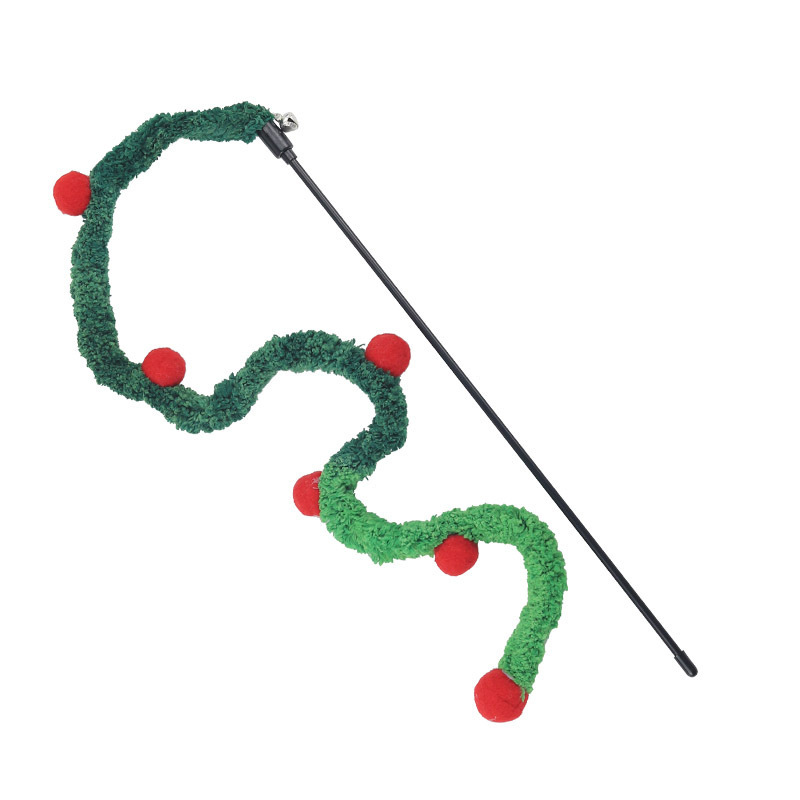 HllvCatToyFeatherCatTeaserWandCatInteractiveToysFunnyCaterpillarColorfulRodChristmasHa