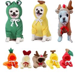 Cute Fruit Dog Clothes: Warm Fleece Pet Hoodies for Small Dogs