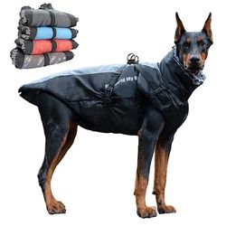 Large Dog Winter Coat: Waterproof Jacket with Harness & Furry Collar