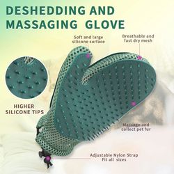 pet hair remover glove for dogs & cats | grooming brush mitt for shedding