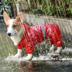 Reflective Waterproof Dog Raincoat Jumpsuit - Small Pet Outdoor Clothes