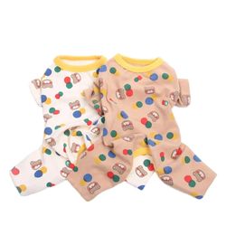 soft pet tracksuit: new dog cat jumpsuit pajamas with ball&bear design
