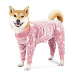 Flannel Dog Pajamas: Bone Moon Pattern, Warm Jumpsuits for Medium to Large Dogs