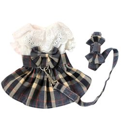 Princess Style Dog Dress: Plaid Skirt with Cute Bowknot Doll Collar