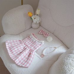 puppy plaid wool dress pearl neck sweater - dog cardigan