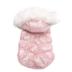 Dogs & Cats Warm Coat Jacket w/ Leash Buckle Design: Pet Hoodie Dress Winter Outfi