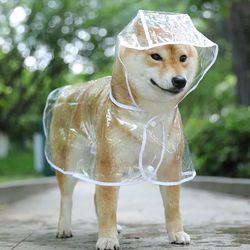 PVC Hooded Raincoat: Transparent Pet Dog Puppy Waterproof Jacket