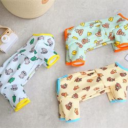 spring dog jumpsuit: cute cartoon print for small dogs
