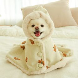 Winter Scarf Bear White Rabbit Blanket: Warm Pet Dog Coat Hoodie