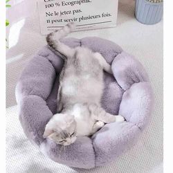 Soft Washable Flower Pet Bed: Self-Warming Cat Mat for All Season
