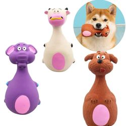 latex squeaky dog toys: elephant/cow chew for small & large dogs