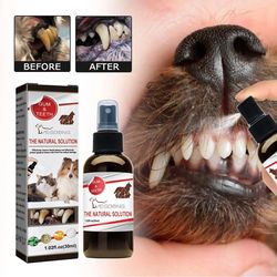 Pet Tooth Cleaning Spray for Dogs & Cats - Oral Care Deodorizer & Bad Breath Remover