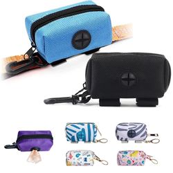 adjustable pet dog poop bag holder leash attachment - mini travel dispenser