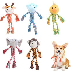 squeaky toy for small-medium dogs: plush chew, bite-resistant, cotton rope