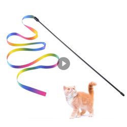 cute rainbow cat toys: interactive teaser wand for playful cats