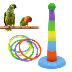 interactive parrot bird toy: bite-resistant swing ball with rings for training & enrichment