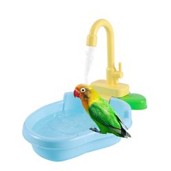 automatic parrot bath toy: swimming pool with faucet for paddling & pet feeding - ideal for kitchen playsets
